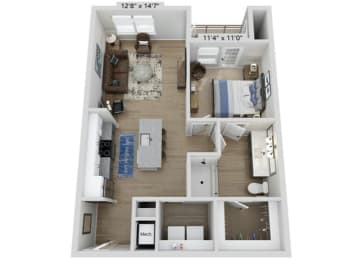 1 bed 1 bath F at Elwood Apartments, North Carolina, 28079