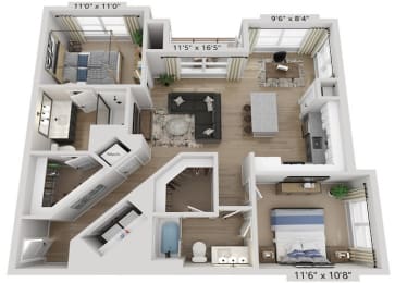 2 bedroom 2 bath B at Elwood Apartments, North Carolina