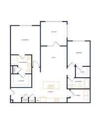 B1.1 Two Bedroom Two Floorplan at Folksong Apartments, Georgia 30542