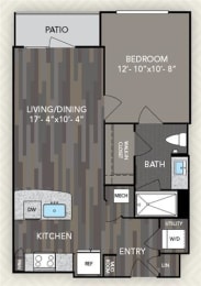 Starting from 610 Square-Feet 1 bed 1 bath A1 Floor Plan at The Alden at Cedar Park, Cedar Park, 78613
