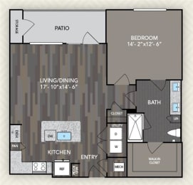 Starting from 882 Square-Feet 1 bed 1 bath A3 Floor Plan at The Alden at Cedar Park, Cedar Park