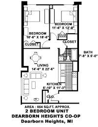 A black and white image of a floor plan for a two bedroom apartment.