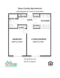 A floor plan for the Dunn Family Apartments.