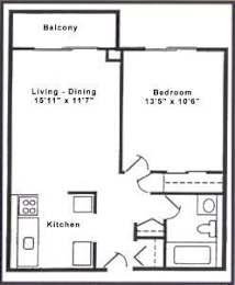  Floor Plan 1 Bedroom