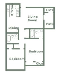  Floor Plan Two Bed Two Bath