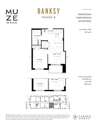 A floor plan for a fully accessible apartment with a bedroom, bathroom, and living room.