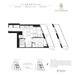 A floor plan for a 580 square foot apartment with one bedroom and one bathroom.