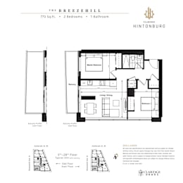 Floor plan for a 2 bedroom, 1 bathroom apartment.