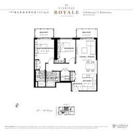A black and white diagram of a Claridge Royale suite floor plan.