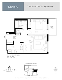 A floor plan for a one bedroom apartment in Kenya.