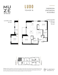 A floor plan for a unit in the Ludo Tower B of the Muze on Rideau.