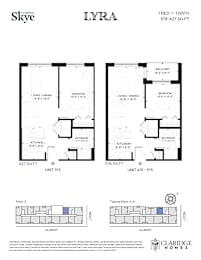 A floor plan for a home with two bedrooms and two bathrooms is shown.