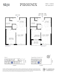 A floor plan for a home with two bedrooms and two bathrooms is shown.