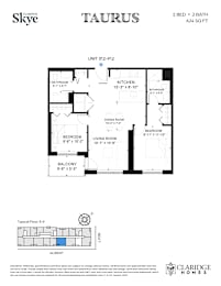 A floor plan for a Taurus apartment by Claridge Homes.