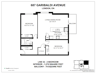 A floor plan for a property at 687 Garibaldi Avenue in London, Ontario.
