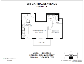 A floor plan for a property at 680 Garibaldi Avenue in London, Ontario, Canada.