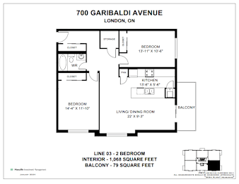 A floor plan for a property at 700 Garibaldi Avenue in London, Ontario, Canada.