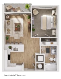 1 Bed 1 Bath Floor Plan at The Fitzgerald, Spartanburg, SC, 29302