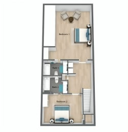 Floor Plan  2 bed 2 bath at Glen Hollow,Decatur, GA, 30034