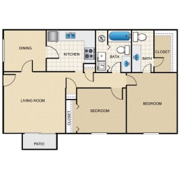 Floor Plan  2 Bed, 1.5 Bath at Tucker Square, Stone Mountain, GA