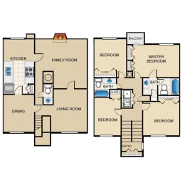 Floor Plan  4 bedroom townhouse at Tucker Square, Stone Mountain, Georgia