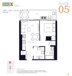 a floor plan of a bedroom apartment
