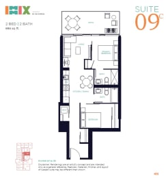 a floor plan of the suite