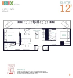 a floor plan of a room at suite 12