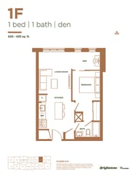 the typical floor plan of a 1 bedroom apartment