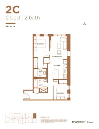 the floor plan of 2 bed 2 bath apartment