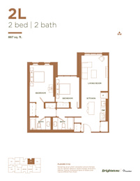 a typical floor plan of a 2 bedroom apartment