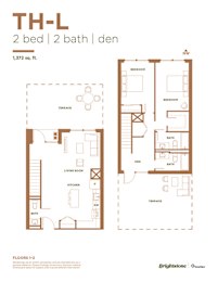 a floor plan of two bedrooms and a bathroom