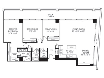 a floor plan of a house with a small floor plan with bedrooms and a living