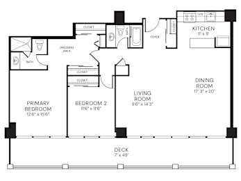 1245sf 2 bedroom 2 bath