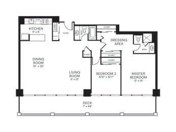 a floor plan of a house with bedrooms and a living room and a dining room