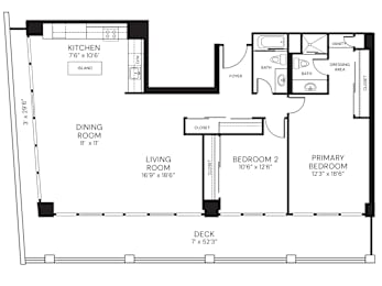 1350sf 2 bedroom 2 bath