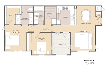 A floor plan of a house with a living room, dining room, kitchen, and multiple bathrooms.
