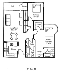 a floor plan of a home with bedrooms and a living room