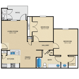 2 bed 2 bath B1 Floor Plan at The Villages at Lost Creek, Texas, 78247
