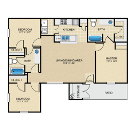 3 bed 2 bath C1 Floor Plan at The Villages at Lost Creek, San Antonio, TX