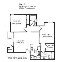 the plan of the floor plans for two bedrooms and two baths