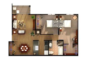 Two Bedroom One Bath First Floor at Hornbrook Estates Apartments, Evansville, IN