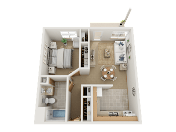 a floor plan of a one bedroom apartment