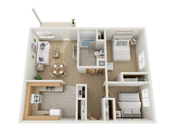 a floor plan of a 2 bedroom apartment
