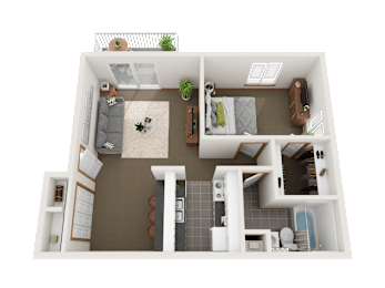 a floor plan of a 1 bedroom apartment
