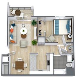 Alger Apartments 1 bedroom 1 bathroom floor plan