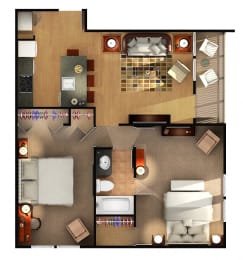  Floor Plan Two Bedroom One Bathroom