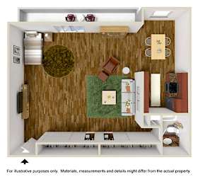 Studio Floor Plan at White Oak Terrace Apartments, Encino, California