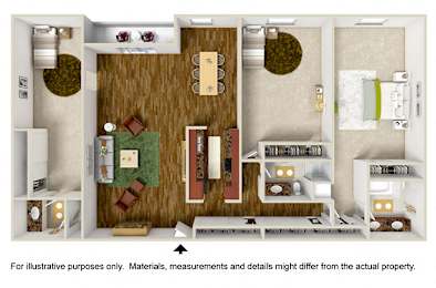 3 Bedroom Floor Plan at White Oak Terrace Apartments, California, 91316