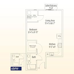 a floor plan of a house with a bedroom and a living room